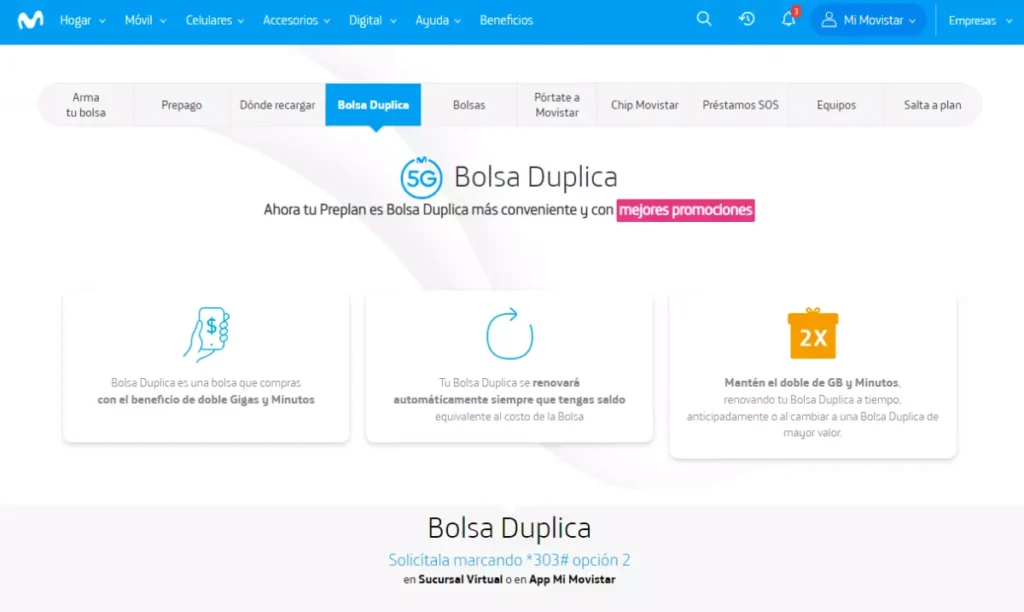 Bolsa duplica Movistar