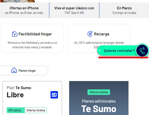 Chat en línea Entel